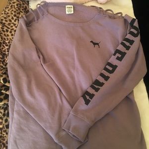 Open shoulder crew sweater